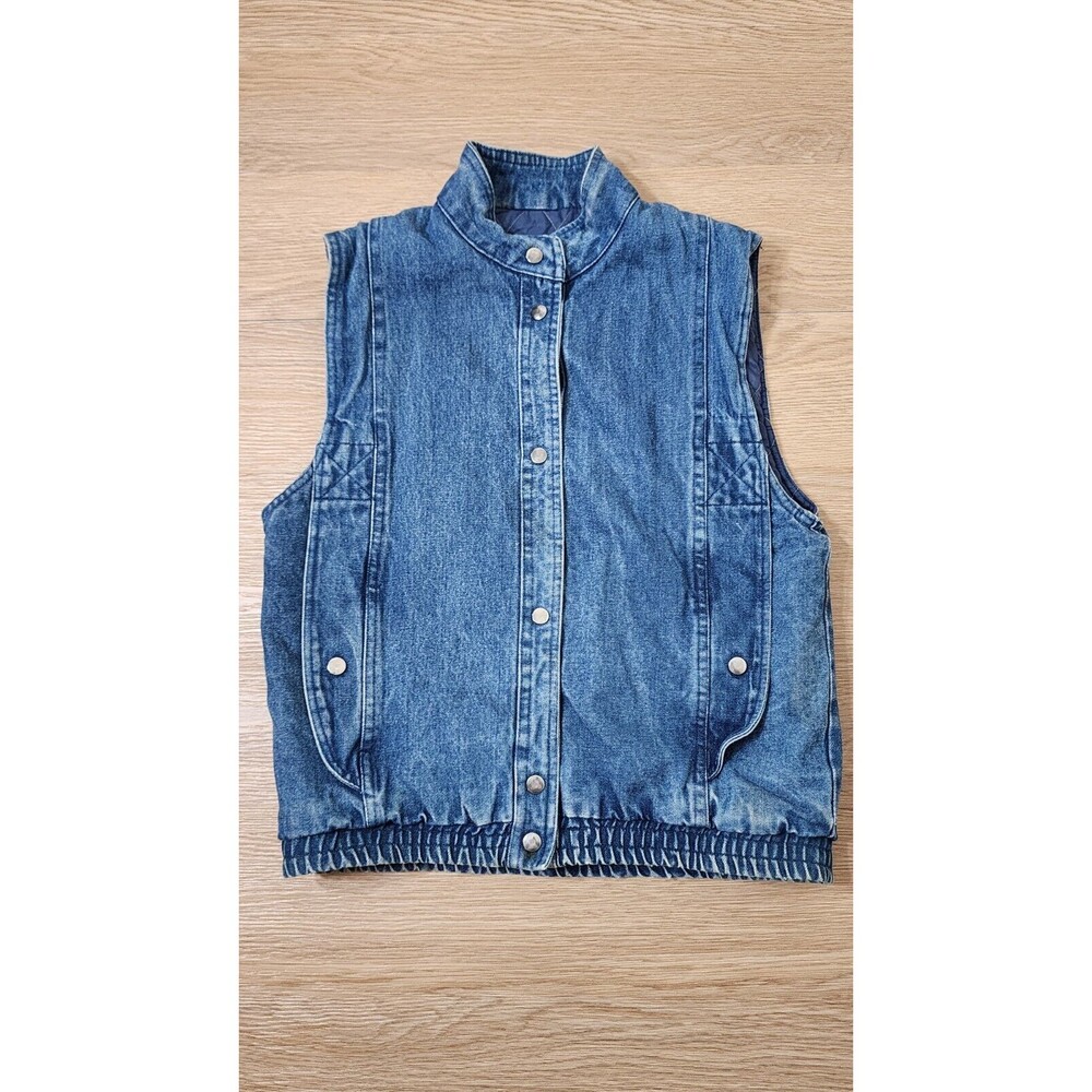 Vintage Learsi Vest Womens M Blue Denim Trucker 80'S Bomber Streetwear Grunge